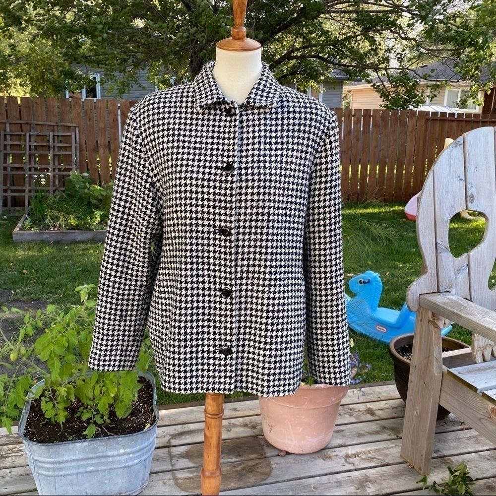 Tanjay Blazer Houndsooth Button Down Lined Jacket - image 1